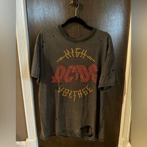 H&M Distressed AC/DC Band Tee w/ Embellishments